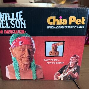 Chia Pet Willie Nelson Decorative Planter - Red and Green